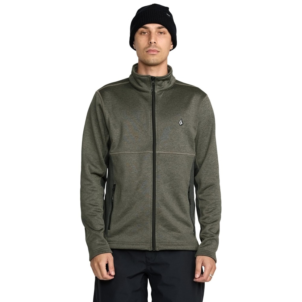 Volcom Mens Snowbound Fleece Full Zip Jacket Military Grey G4852600 Size M NWT